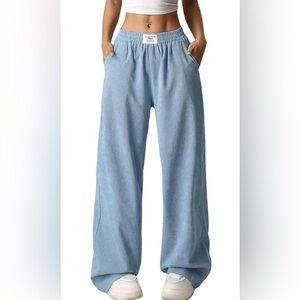 Women’s Wide Leg Corduroy Light Blue Pants
